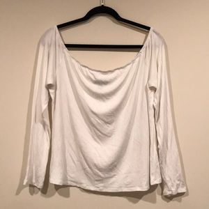 Plus Size White Ribbed Off The Shoulder Top 3X